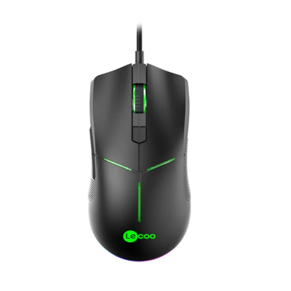 LECOO MS109 KABLOLU RGB LED AYDINLATMALI 6400DPI 8 MAKSO TUŞLU GAMİNG OPTİK MOUSE SİYAH