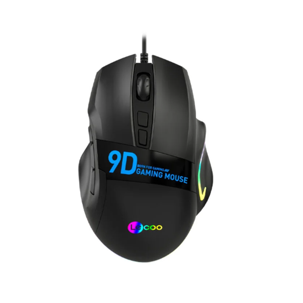LECOO MS130 7200 DPI 9 TUŞLU KABLOLU RGB LED AYDINLATMALI GAMİNG MOUSE SİYAH
