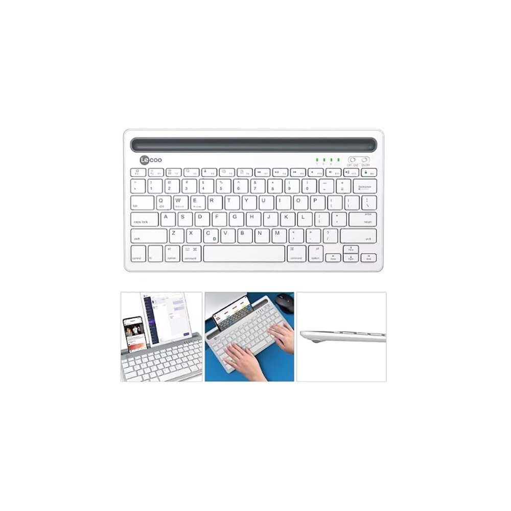 LECOO BK100 BLUETOOTH V3.0 ŞARJ EDİLEBİLİR KABLOSUZ Q KLAVYE GRİ