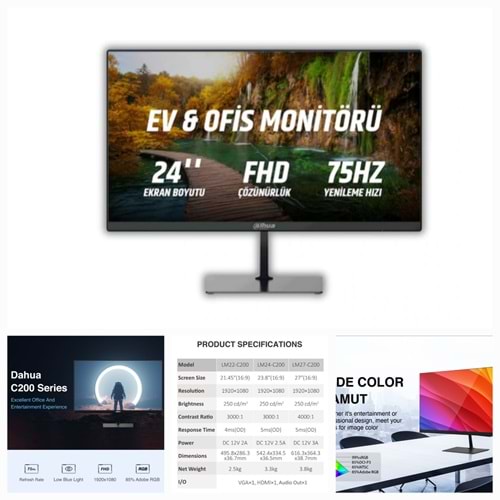 Dahua LM24-C200 23.8'' 5 ms Full HD 75 Hz Monitör