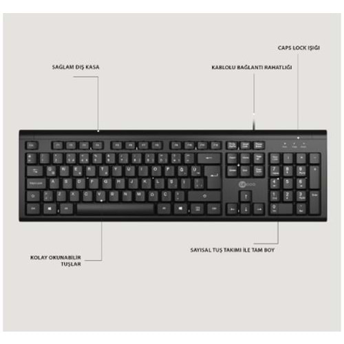 LECOO KB101 SİYAH KABLOLU Q KLAVYE
