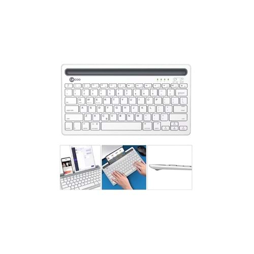 LECOO BK100 BLUETOOTH V3.0 ŞARJ EDİLEBİLİR KABLOSUZ Q KLAVYE GRİ