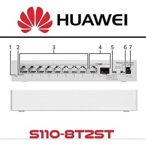HUAWEI EKIT S110-82P2ST 8 PORT 10/100/1000 POE 124W 1XSFP 1XUPL YÖNETİLMEZ SWİTCH