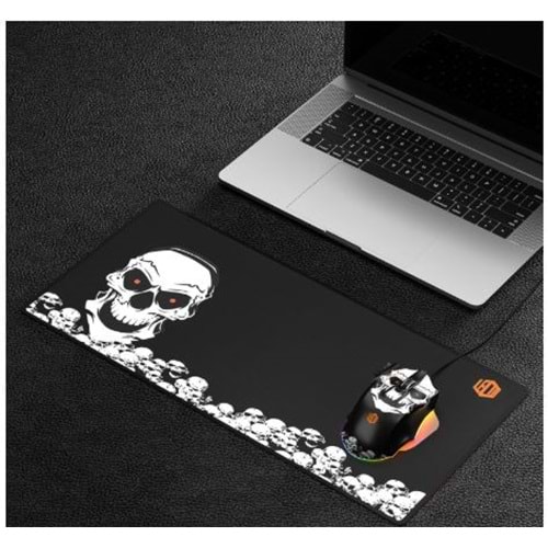 LECOO MG1102 KURU KAFA DESENLİ 8200 DPI 10 MAKRO TUŞLU KABLOLU RGB GAMİNG OPTİK MOUSE VE MOUSEPAD SİYAH