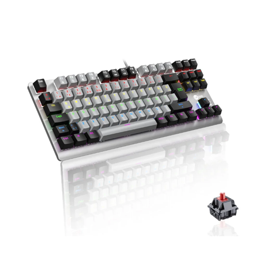 LECOO GK304 RED SWİTCH USB KABLOSU RGB LED AYDINLATMALI GAMİNG MEKANİK TÜRKÇE Q KLAVYE GRİ AĞIRLIKLI GRİ&SİYAH