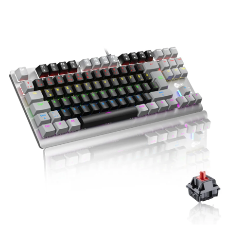 LECOO GK304 RED SWİTCH USB KABLOLU RGB LED AYDINLATMALI GAMİNG MEKANİK TÜRKÇE Q KLAVYE SİYAH AĞIRLIKLI SİYAH&GRİ