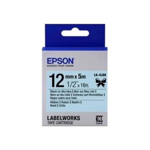EPSON LK-4SBE GÜMÜŞ ÜZERİ SİYAH 12MM 9METRE ETİKET