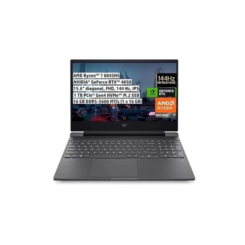 Hp Victus Gaming Dizüstü Bilgisayar, 15,6 Inç Fhd IPS 144 Hz, Amd Ryzen 7 8845HS 5,1 Ghz Işlemci, 16 GB DDR5-5600, 1 Tb Pcıe Nvme M.2 Ssd, Nvıdıa Geforce Rtx 4050 6 GB Gddr6, Freedos, B9KM3EA