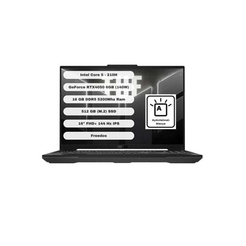 Asus TUF Gaming FX607VU-RL017 Intel Core 5 210H 16GB 512GB SSD RTX4050 Freedos 16