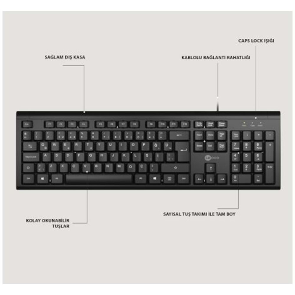 LECOO KB101 SİYAH KABLOLU Q KLAVYE