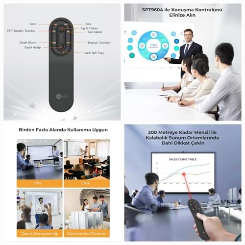 LECOO SPT9604 2.4GHZ LAZER PRESENTER KABLOSUZ SUNUM KUMANDASI