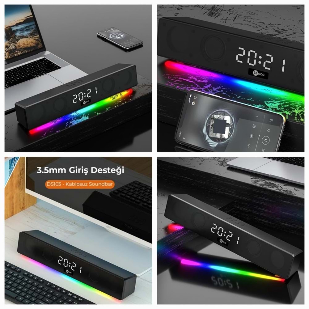 LECOO DS103 BLUETOOTH STEREO RGB 10W SOUNDBAR SPEAKER HOPARLÖR