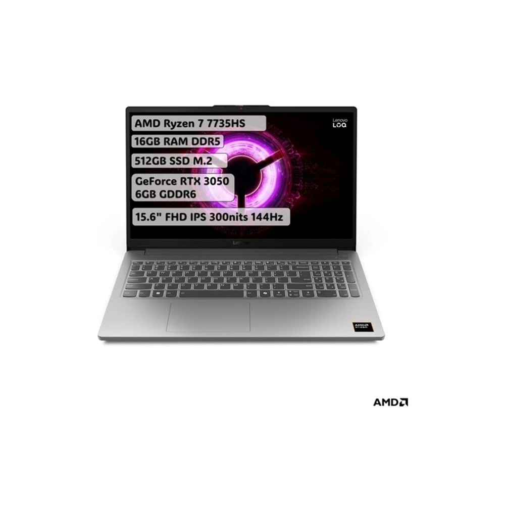 LENOVO LOQ ESSENTİAL AMD RYZEN 7 7735HS 16GB 512GB SSD RTX3050 FREEDOS 15.6